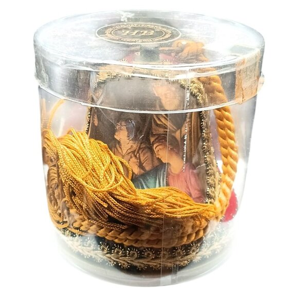 Vintage Reuge Swiss Musical Christmas Bell Ornament Nativity Scene Red & Gold - Picture 3 of 5